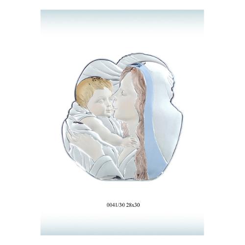 Geo's Icona Argento (26x31cm) MADONNA CON BAMBINO 041 30
