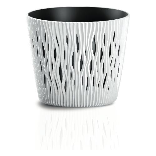 Prosperplast Vaso piante tondo SANDY bianco (26x22 cm) 26 C2