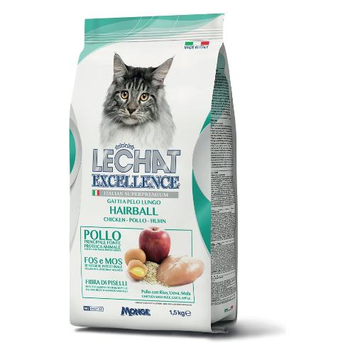 Monge Crocchette gatti adulti Hairball gusto pollo ( Sacchetto 1,5 kg ) LECHAT EXCELLENCE 6016A