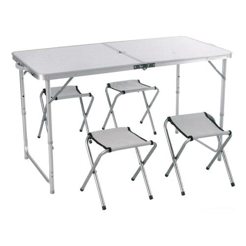 Amicasa Kit valigetta picnic Tavolo con 4 Sgabelli Bianco CHO 8813