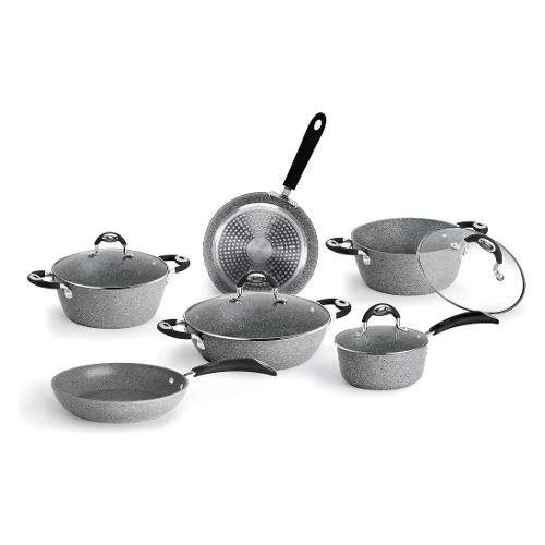 Bialetti Batteria pentole Antiaderente PETRAVERA PRO Grigio pietra 0F8SET10