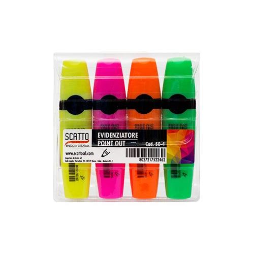 Scatto Set evidenziatori punta scalpello 4 pz Fluo Colori assortiti 50 4