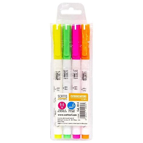 Scatto Set evidenziatori punta scalpello 4 pz Clara Penna Colori assortiti 40 4