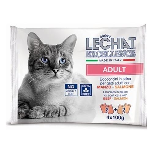 Monge Alimento LECHAT EXCELLENCE manzo e salmone Multipack 4x100 gr 804A