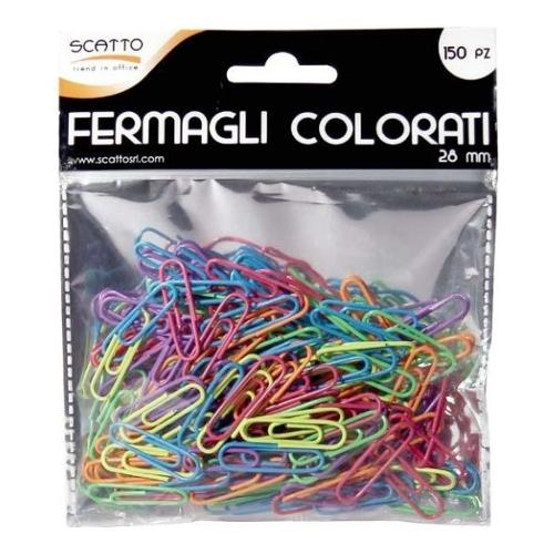 Scatto Set fermagli punte arrotondate (28x9x0,85mm) 150 pz Colori assortiti fluo 145