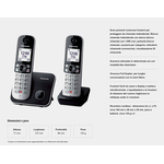 Panasonic KX-TG6852JTB Telefono Cordless Digitale, Unità Base e 2  Ricevitori, ID Chiamante, Blocco Chiamate Indesiderate, Suoneria Categoria,  Display LCD, Tastiera Illuminata, Nero : : Altro