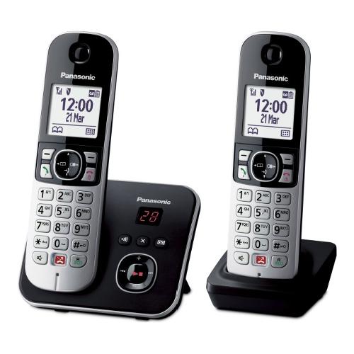 Panasonic Cordless Duo Twin Dect Black e Silver KX TG6862JTB