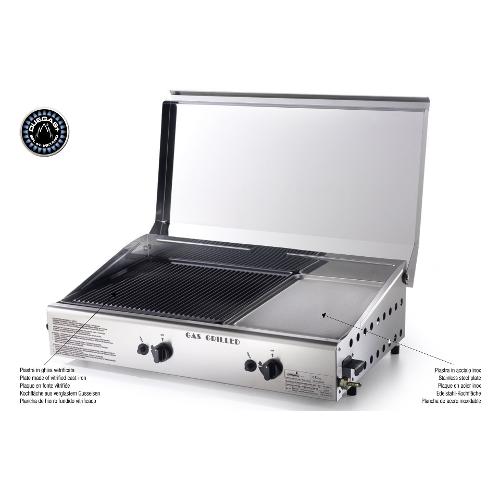 Ompagrill Piastra cottura GPL e Metano Plancha Double Duegas Inox satinato 4070 COVER M