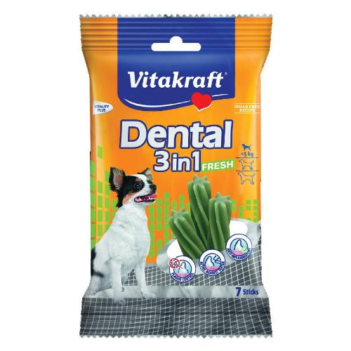 Vitakraft Snack masticabile cane adulto Dental Fresh VITALITY PLUS pollo, cereali e menta Busta 7 pz (70 gr) 30890
