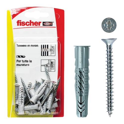 Fischer Set tasselli plastica con vite (5 mm) Ux 5X30 S K 531734