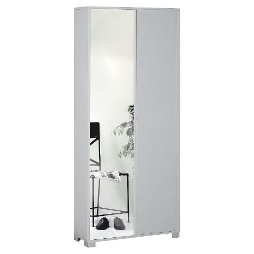 Sarmog QUADRANTE 7418 Armadio 2 Ante battenti Bianco fiammato e Specchio (85cm)