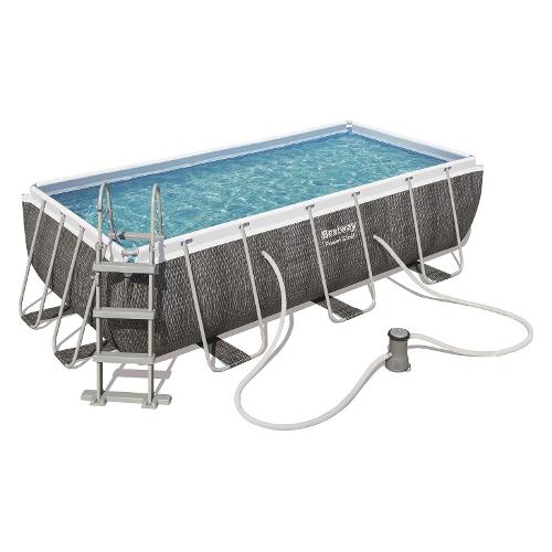 Bestway Piscina con accessori (404x201x100cm) per 3 - 4 persone POWER STEEL Grigio scuro 56721 3