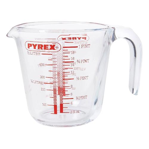 Pyrex Caraffa dosa alimenti graduata (570ml) Trasparente e Rosso 263B000 8016