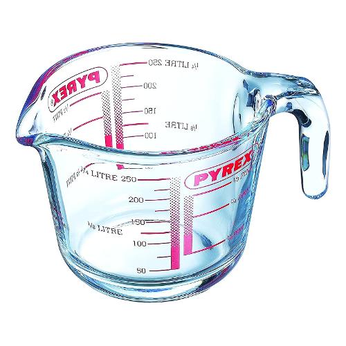 Pyrex Caraffa dosa alimenti graduata (250ml) Trasparente e Rosso 259B000 8016