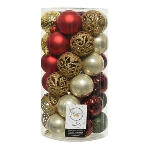 Amicasa Set palline albero di natale (37 pz) Clindro Sfera Mix Colori assortiti 9029086 (6cm)
