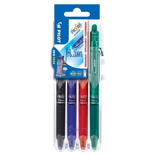 Pilot Set penne cancellabili roller scatto 4 pz tratto Medio - 0,7 mm Clicker FRIXION Colori assortiti gel 006822