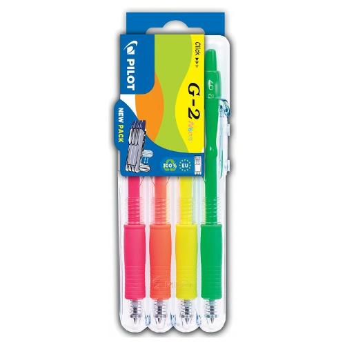 Pilot Set penne a sfera roller scatto 4 pz tratto Medio - 0,7 mm Neon G-2 Colori assortiti gel 001404