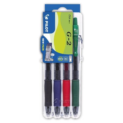Pilot Set penne a sfera roller scatto 4 pz tratto Medio - 0,7 mm G-2 Colori assortiti gel 001428