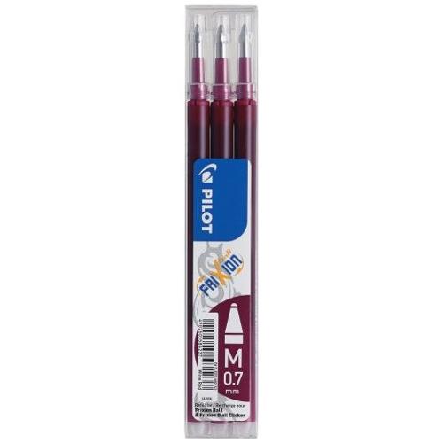 Pilot Set refill penne cancellabili Frixion Clicker, Ball 3 pz tratto Medio - 0,7 mm Ink Vino rosso gel 3802647