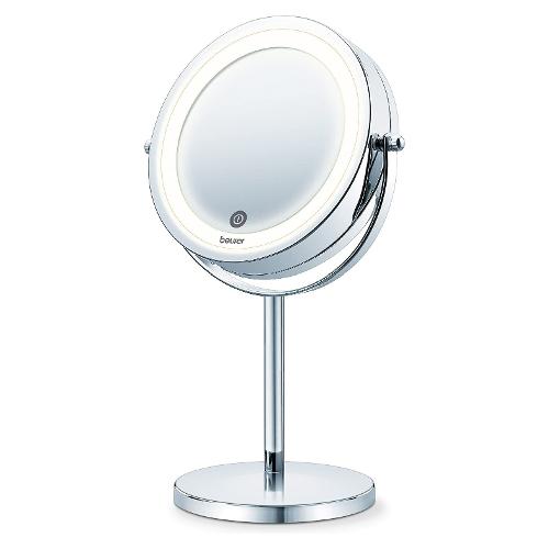Specchio trucco da appoggio con luce e ingranditore 7x Bs55 Silver