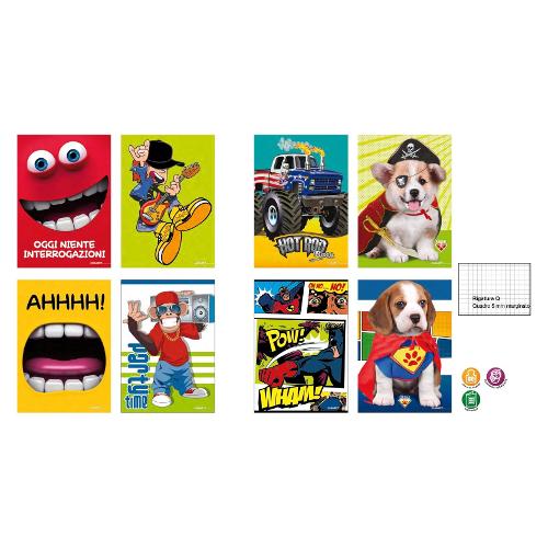 Blasetti Quaderno quadretti 5 mm con margine (Q) A4 Kid Boy assortito 6897