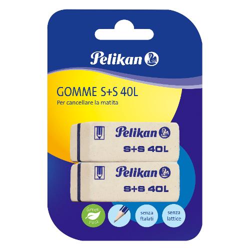 Pelikan Gomme per matite grafite 2 pz S+S40L Bianco 24006033