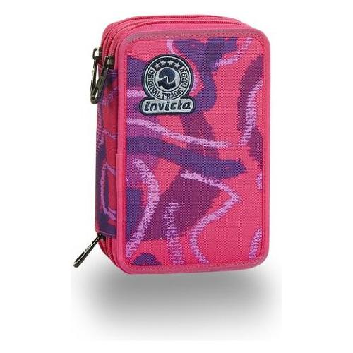 Invicta Astuccio triplo scomparto accessoriato STREET JUNGLE Fucsia 306012107 36 colori con penne e accessori