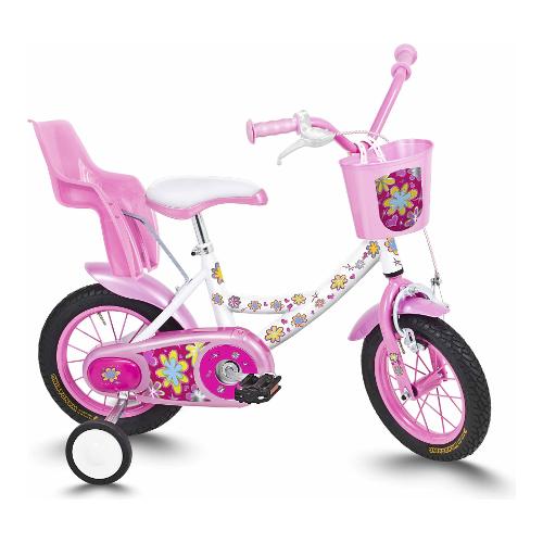 Cicli Roveco Mountain Bike ( 1 vel ) 12" FLOWER Acciaio Bianco e Rosa 653