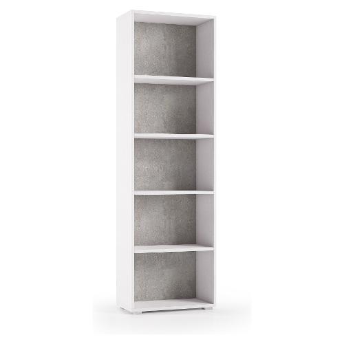 Terraneo BOOK Libreria Bianco e Cemento (60 x 195 h cm) Mobile KIT