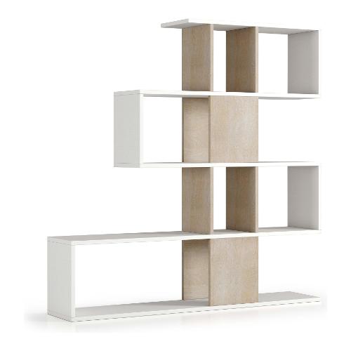 LIBRERIA ALTA A 5 RIPIANI ANTE SCORR. 120X35CM H191CM BIANCO/ROVERE - TETRIS