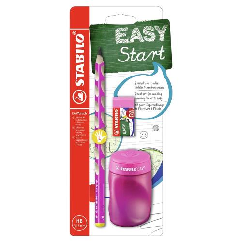 Stabilo Matita grafite gradazione HB sezione triangolare Sx con gomma e temperino EASYGRAPH B 56685 3
