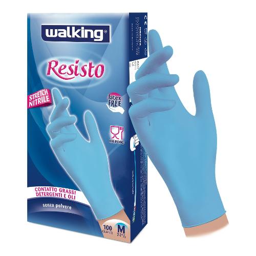 Walking Guanti monouso 100 pz RESISTO Azzurro taglia L 011667