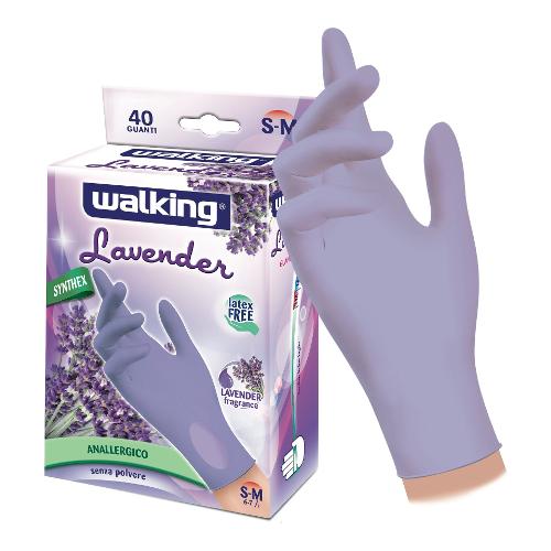 Walking Guanti monouso 40 pz LAVENDER Viola taglia S/M 010355