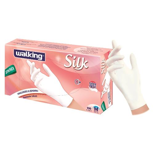 Walking Guanti monouso 100 pz SILK Bianco taglia S 010791