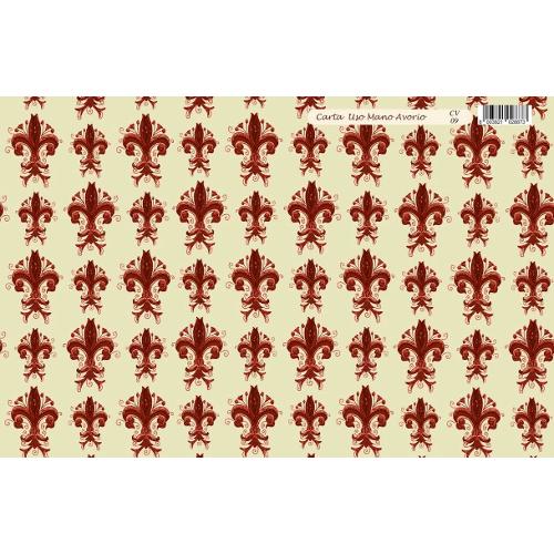 Marpimar Foglio carta regalo FLORENTIN 03 Giglio Avorio e Rosso (100x70 cm) CV09
