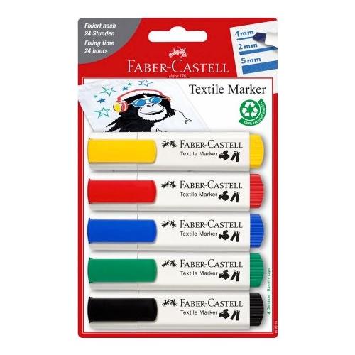 Faber Castell Set pennarelli marcatori 5 pz Textile Marker Baby tratto Min 1,0; max 5,0 mm Colori assortiti 159520