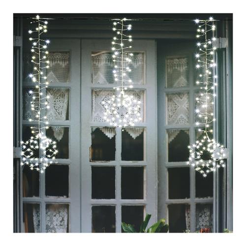 Lotti Tenda luminosa Natale Giuntabile Cristalli di neve 1 gioco di luce (320x80cm) 728 luci - MICROLED IP44 Metal Argento 68773