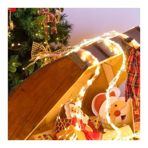 Lotti Filo (2+4mt) 600 luci Bianco caldo Cascata Microled XMAS KING 48744