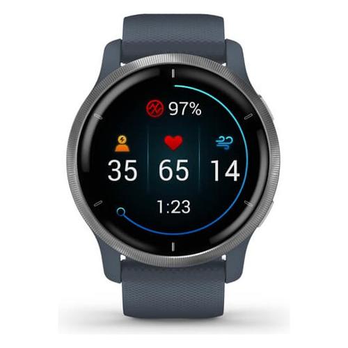 Garmin Smartwatch ( AMOLED ) VENU 2 Silver e Granite blue 45 mm 010 02430 10
