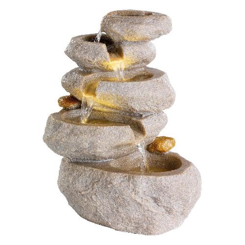 Kaemingk Fontana decorativa esterno con luce led Roccia Sabbia (23x18x35 cm) 895113