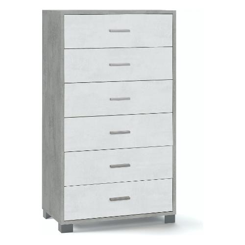 Sarmog QUADRANTE 786 Cassettiera 6 Cassetti Cemento e Ossido bianco (70cm)