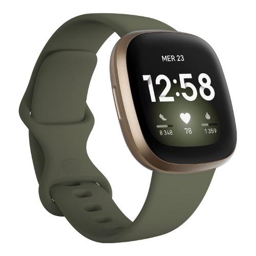 Fitbit Smartwatch VERSA 3 Verde oliva e Alluminio oro chiaro 40 mm FB511GLOL