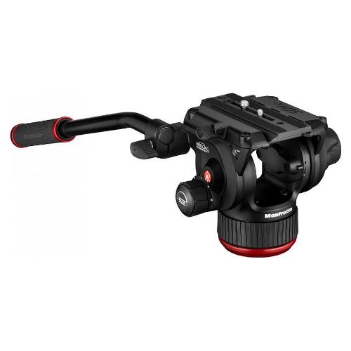 Manfrotto Testa fluida video 6,5 Kg Video Fluida con Base Piatta 504X Black e Red MVH504XAH