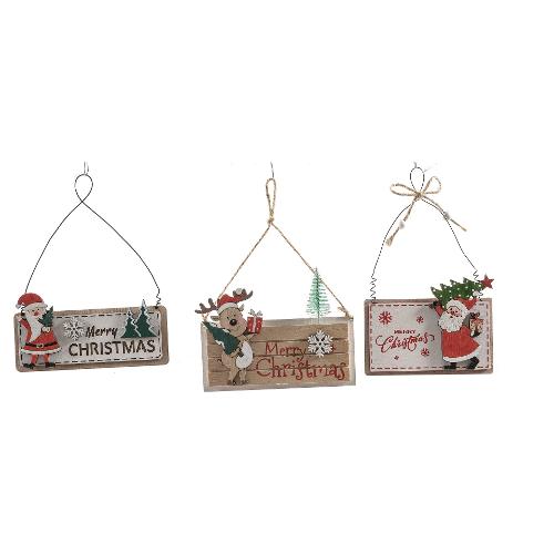 Mercury Decoro Natale Pendente Targhetta Natale in Legno Assortito (15x12 cm) 56419