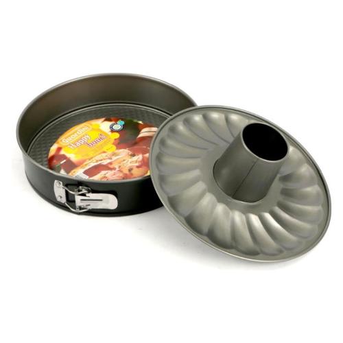 Guardini Stampo Inox antiaderente Ciambella fascia apribile 2 fondi (26cm) HAPPY HOUR Nero e Grigio 05026