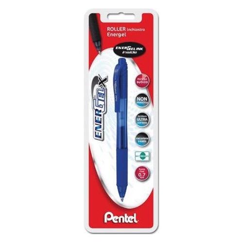 Pentel Penna sfera roller scatto ENERGELX tratto Medio - 0,7 mm Blu gel 0X10025