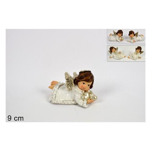 Due Esse Christmas Angelo sdraiato con vestito glitter colore assortito (9 cm) BA000314