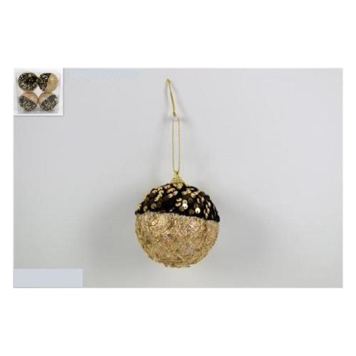 Due Esse Christmas Set palline albero di natale (4 pz) (10cm) Plastica Nero e Oro CM00296B