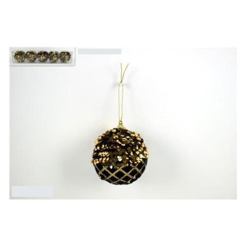 Due Esse Christmas Set palline albero di natale (5 pz) con paillettes Nero CM002975A (8cm)