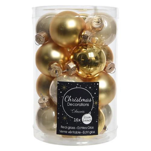 Kaemingk Set palline albero Natale (16 pz) (3,5cm) Vetro Pearl e Gold 013402